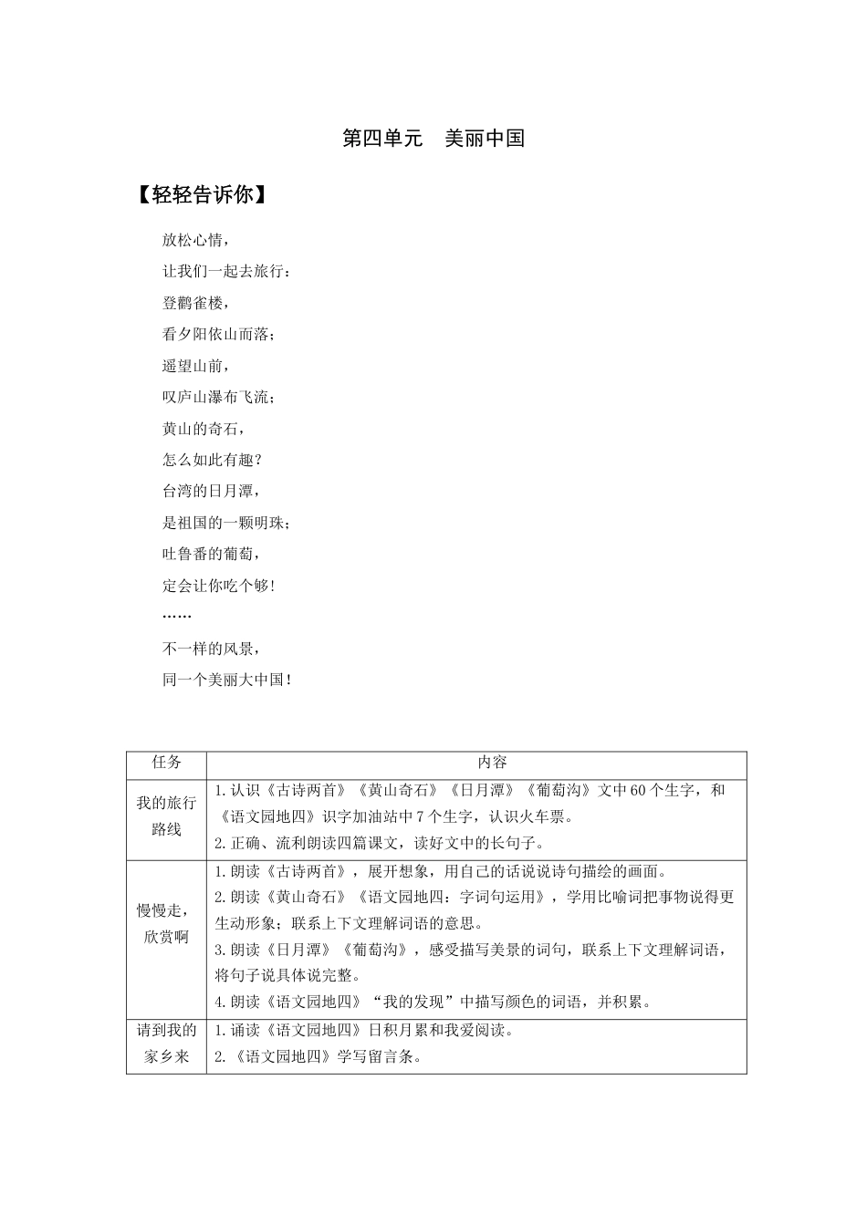 部编版语文第四单元 美丽中国.docx【站内含配套课件】_第1页