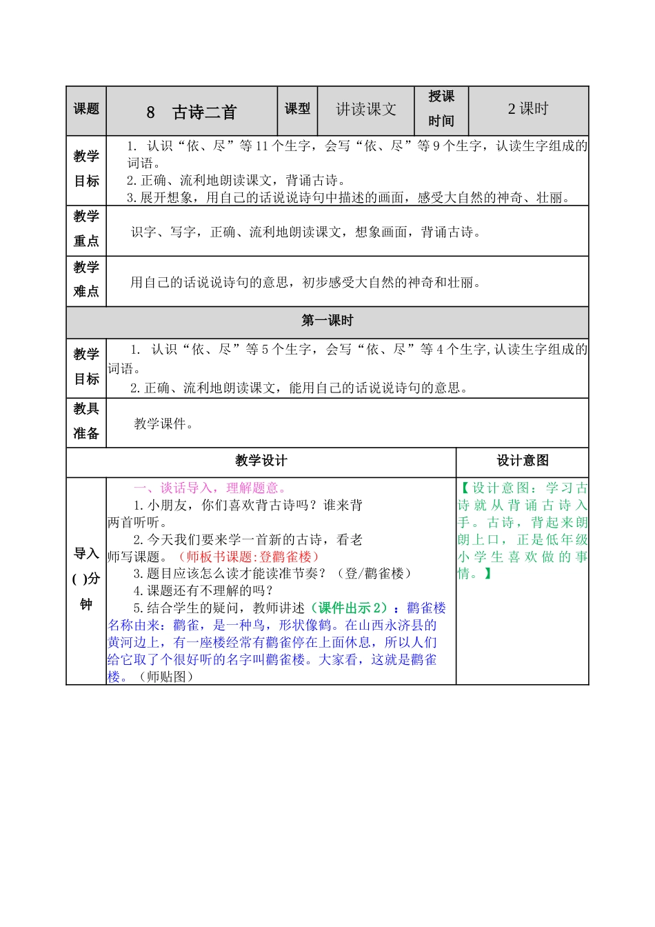 08 古诗二首 教学教案.docx_第1页