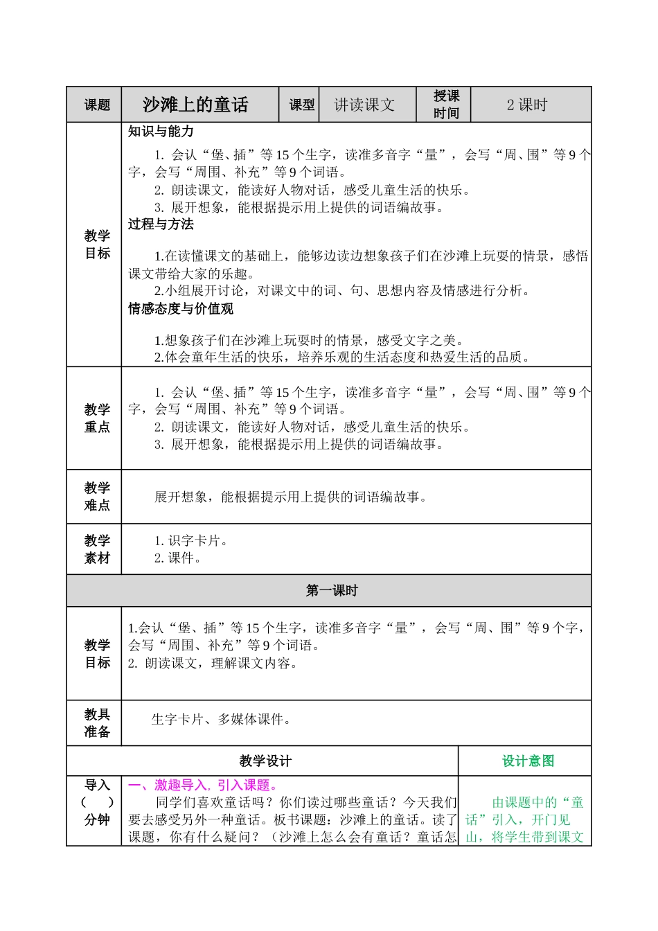 10 沙滩上的童话.doc_第1页