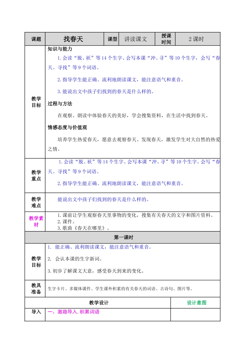 二下语文教案-02 找春天.doc_第1页