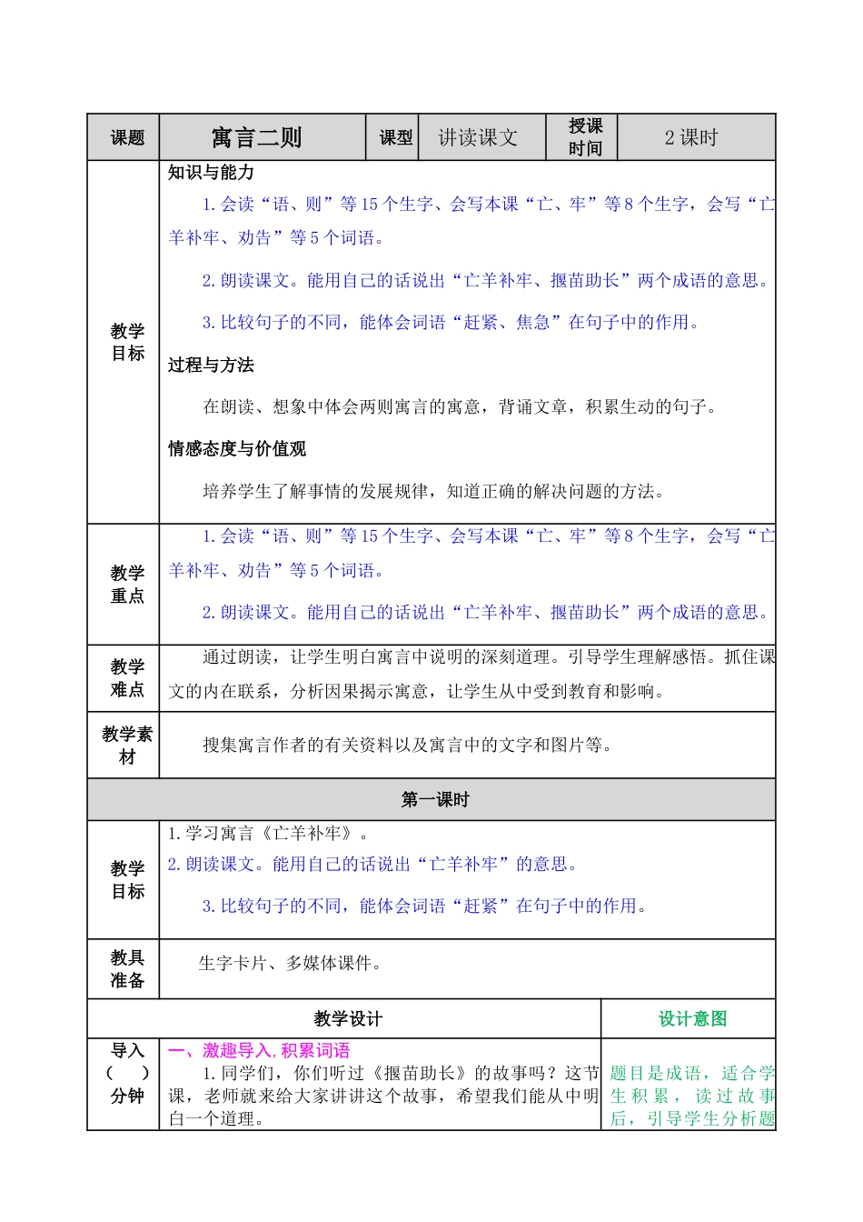 二下语文教案-12 寓言二则.doc_第1页