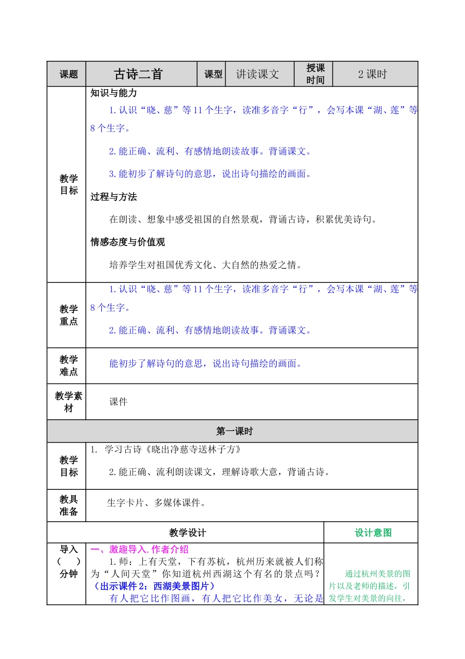 二下语文教案-15 古诗二首.doc_第1页