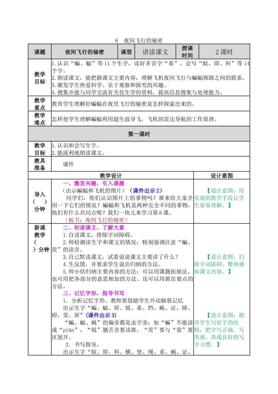 6 夜间飞行的秘密 教学教案.docx_第1页