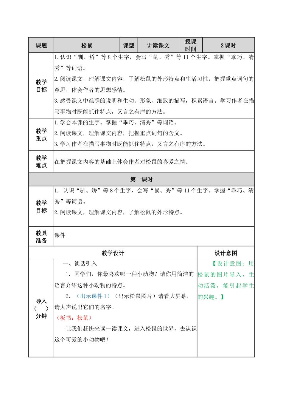 17 松鼠 教学教案.docx_第1页