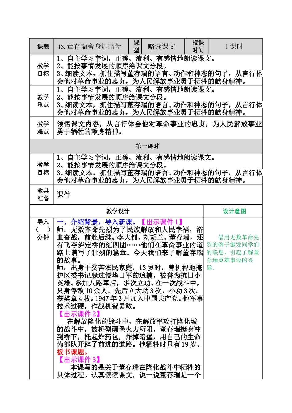 13 董存瑞舍身炸暗堡 .doc_第1页