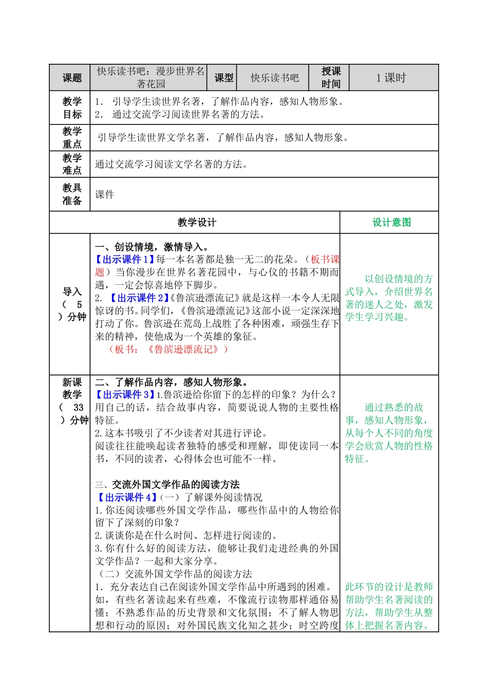 快乐读书吧：漫步世界名著花园  .doc_第1页