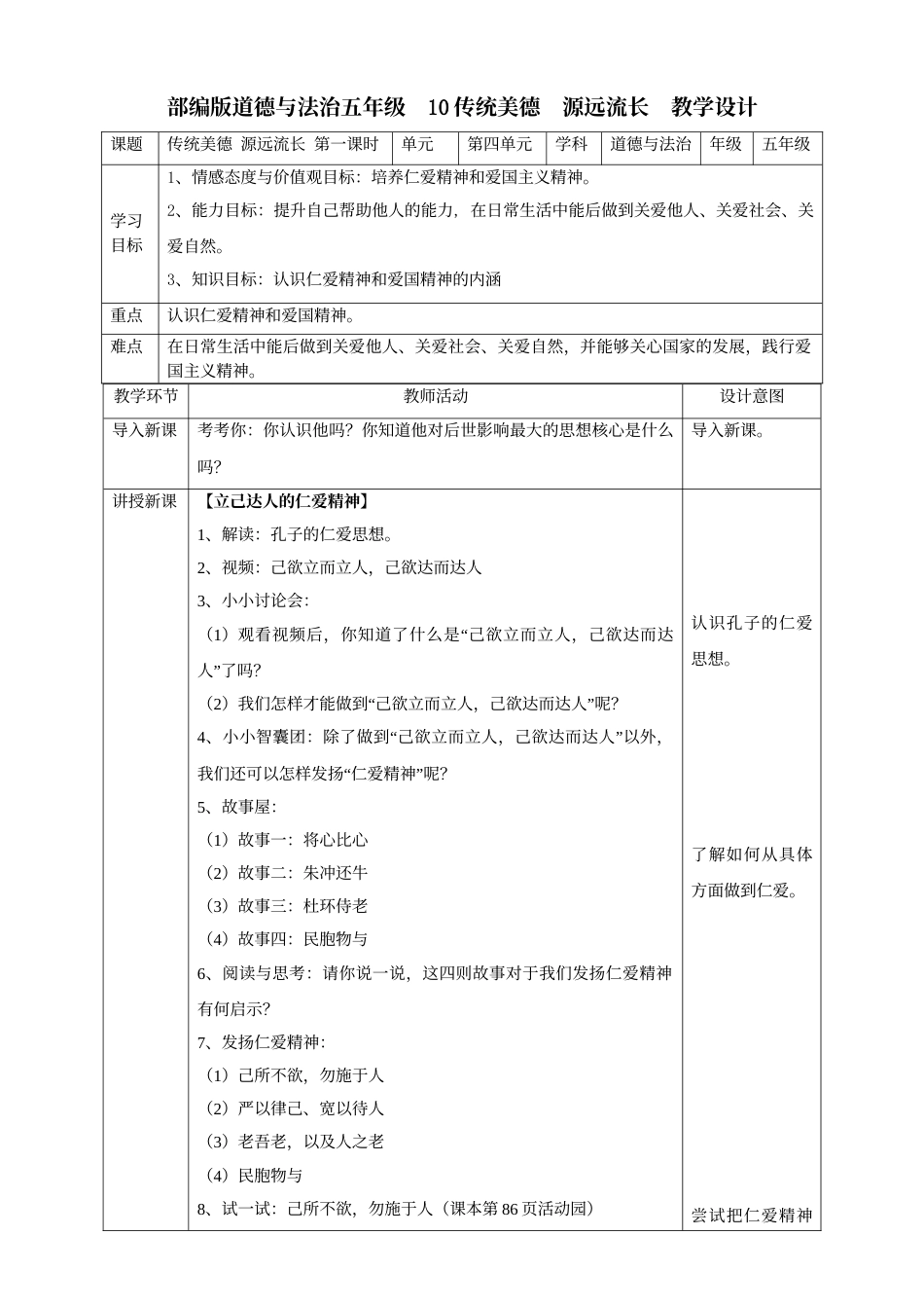 10传统美德  源远流长  第二课时教案.doc_第1页