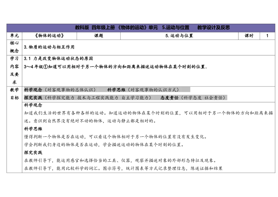 （苏教版）小学科学四上 2.1 运动与位置 春.docx_第1页