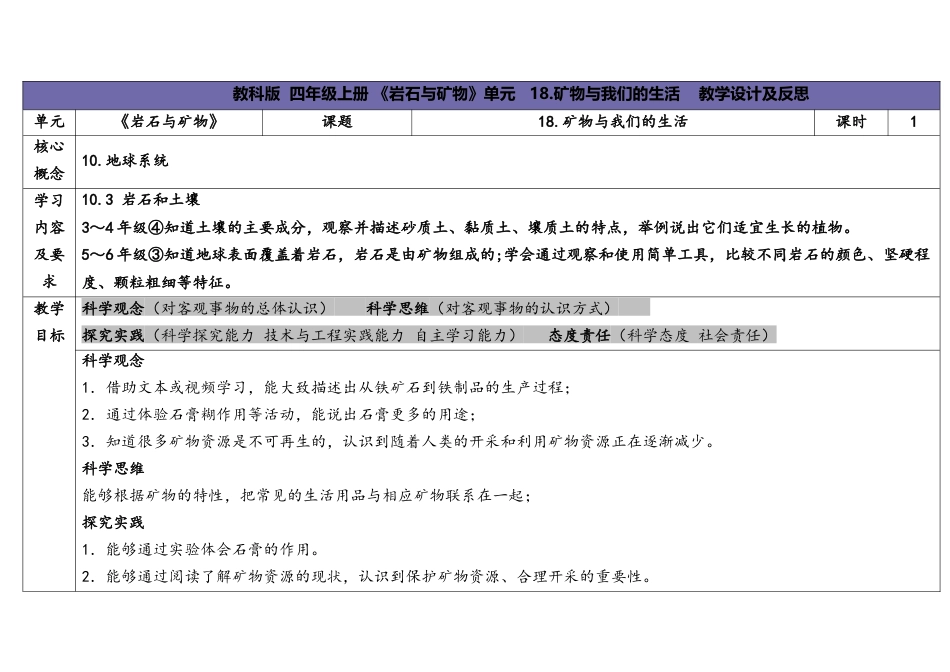 （苏教版）小学科学四上 5.3 矿物与我们的生活 春.docx_第1页