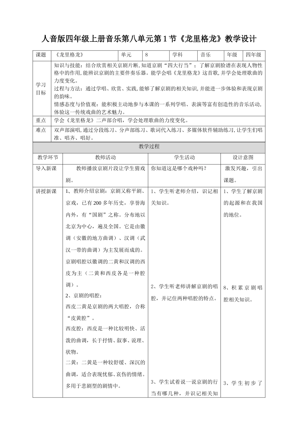 人音版四年级上册音乐第八单元第1节《龙里格龙》.doc_第1页