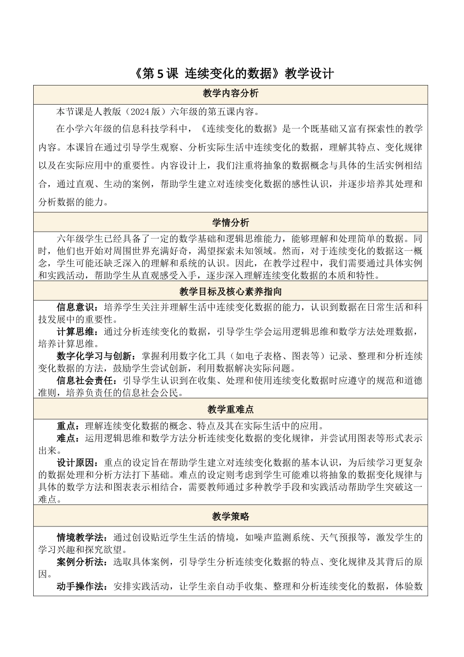 义务教育版（2024）信息技术六年级全一册-第5课 连续变化的数据.docx_第1页