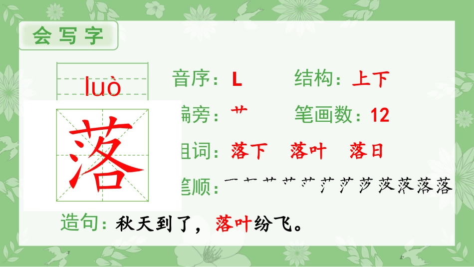 【部编版】三年级上册语文-（生字课件）2.花的学校.pptx_第2页