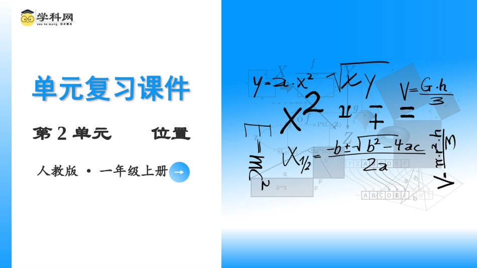 一年级数学人教版上册-第二单元《位置》（单元复习课件）一年级数学上册 人教版.pptx_第1页