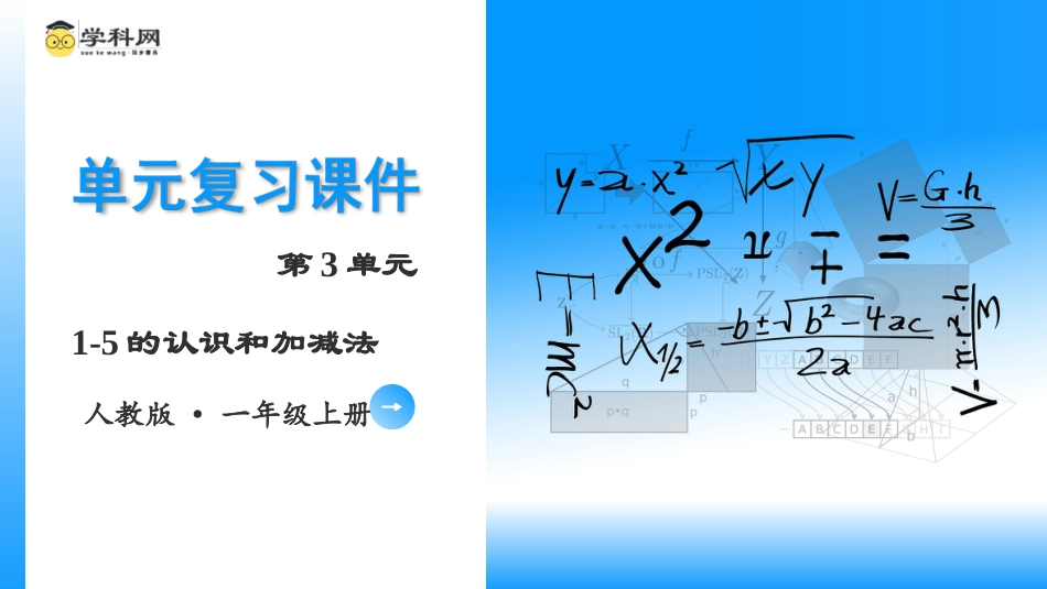 一年级数学人教版上册-第三单元《5以内的认识和加减法》（单元复习课件）一年级数学上册 人教版.pptx_第1页
