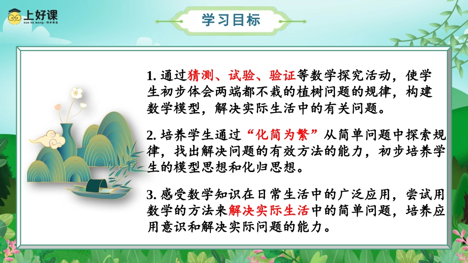第七单元_第02课时_数学广角-植树问题（2）（两端都不栽）（教学课件）-五年级数学上册人教版.pptx_第2页