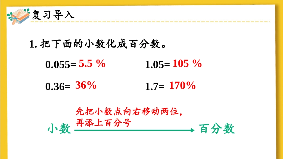 六年级人教版数学上册第6单元-第3课时 百分数与小数、分数的互化（2）.pptx_第2页