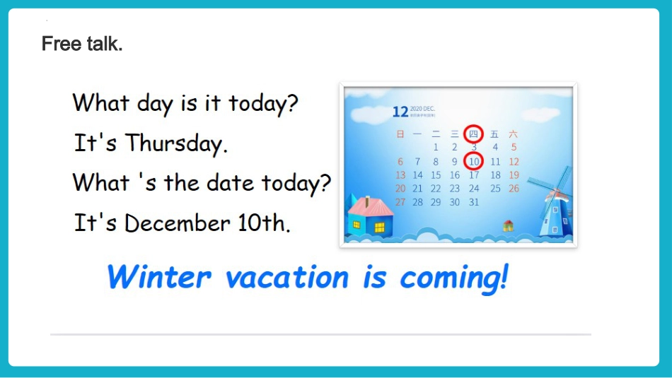 人教版起点教材六年级英语上册Unit 6 Winter vacations第一课时.pptx_第2页