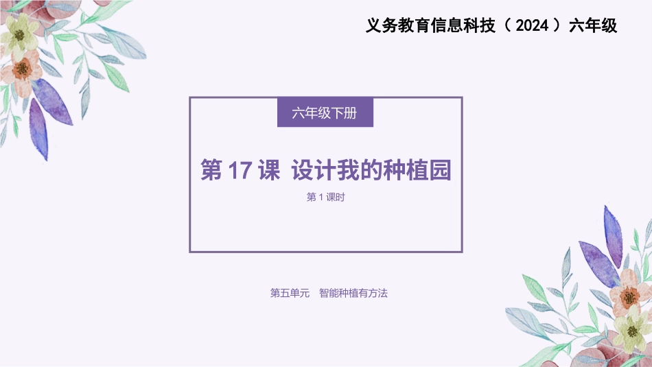 义务教育版（2024）六年级全一册第17课《设计我的种植园》.pptx_第1页