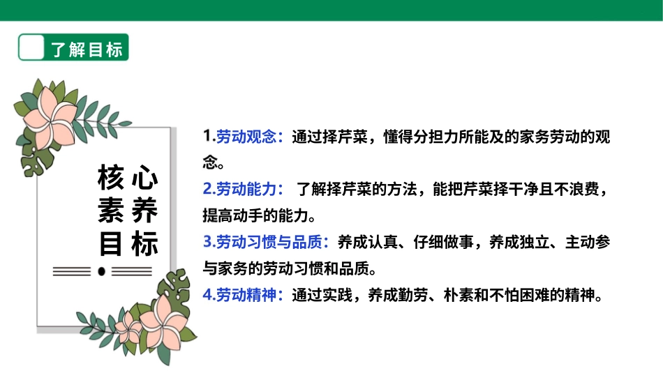 【核心素养目标】人教版《劳动教育》二上 第二章 加我劳动 小帮手劳动项目六《择芹菜》 课件.pptx_第2页