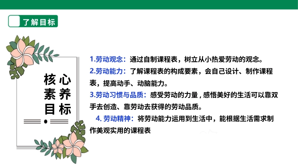 【核心素养目标】人教版《劳动教育》二上 第三章 校园劳动 我能行 劳动项目八《自制课程表》课件.pptx_第2页