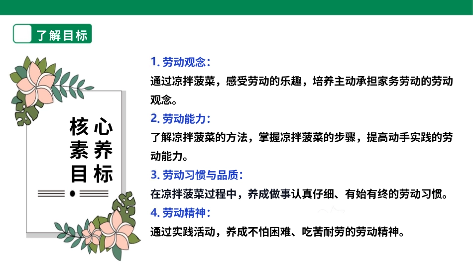 【核心素养目标】人教版《劳动教育》五上 劳动项目七 《凉拌菠菜》 课件.pptx_第2页