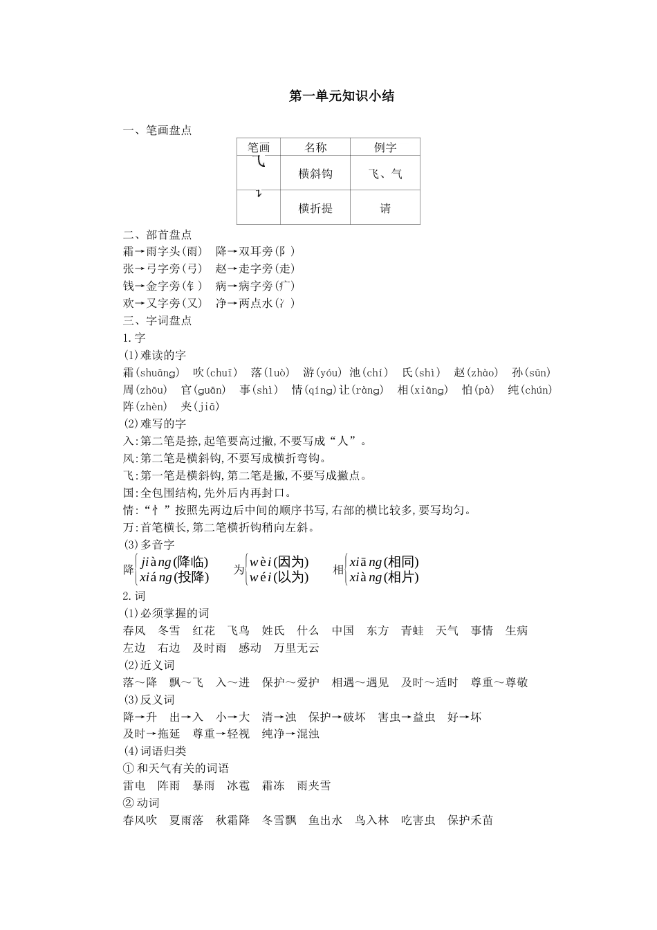 一年级语文下册第一单元知识小结.docx_第1页