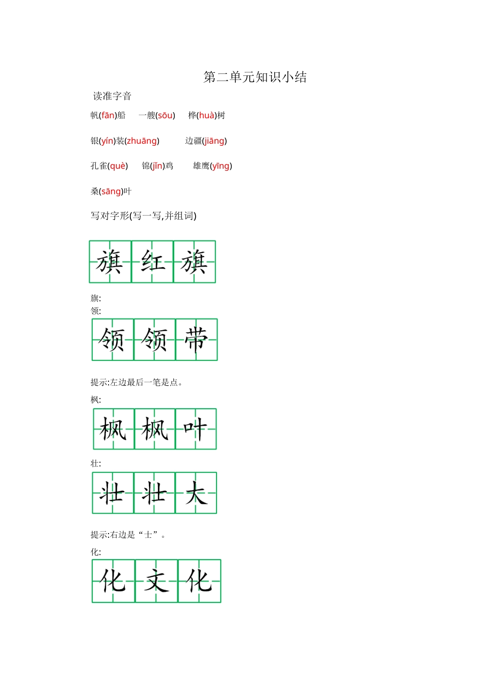 部编版二年级语文上册第二单元知识小结.docx_第1页