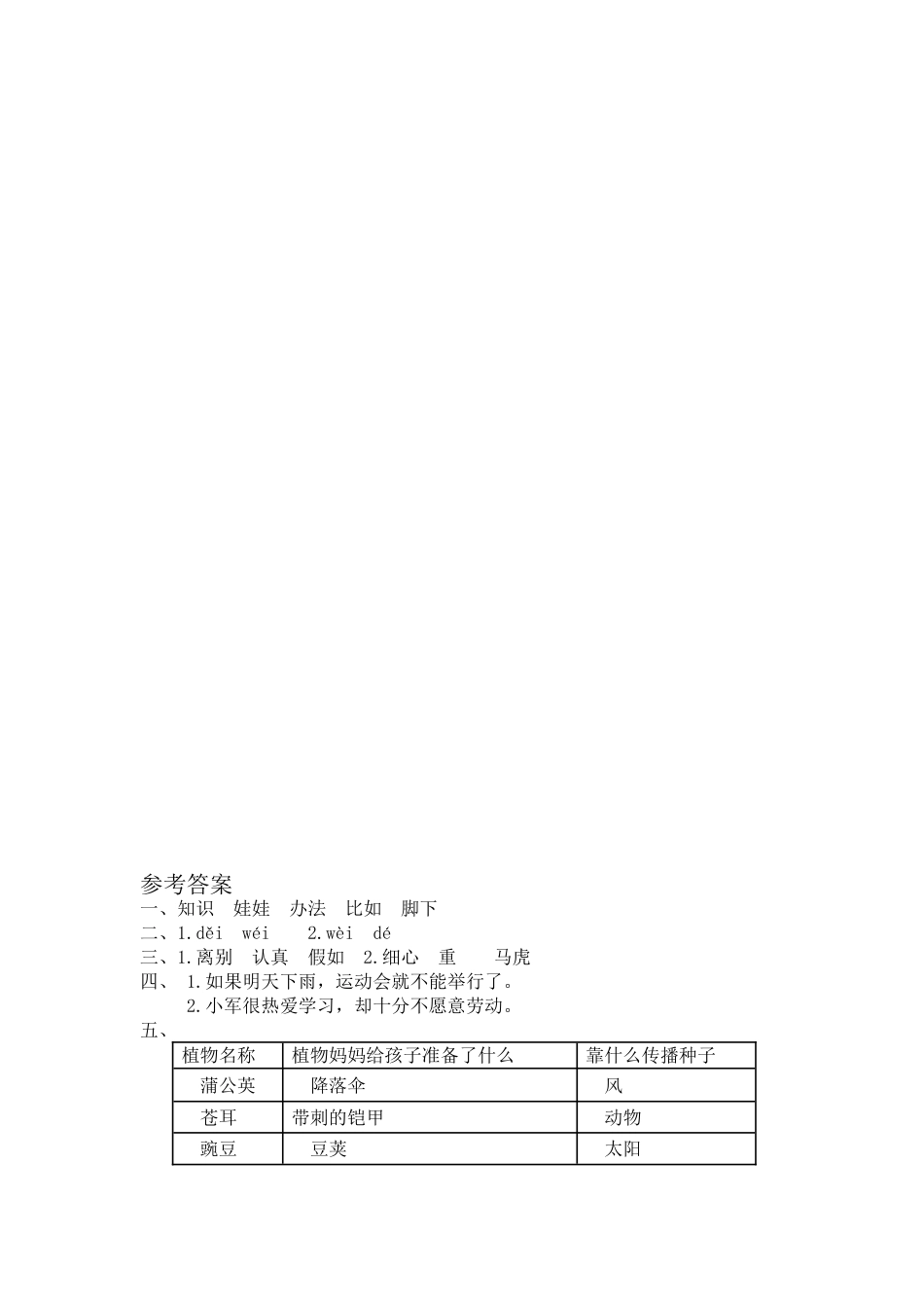 部编版二年级语文上册-3 植物妈妈有办法 课时练习（含答案）.doc_第2页