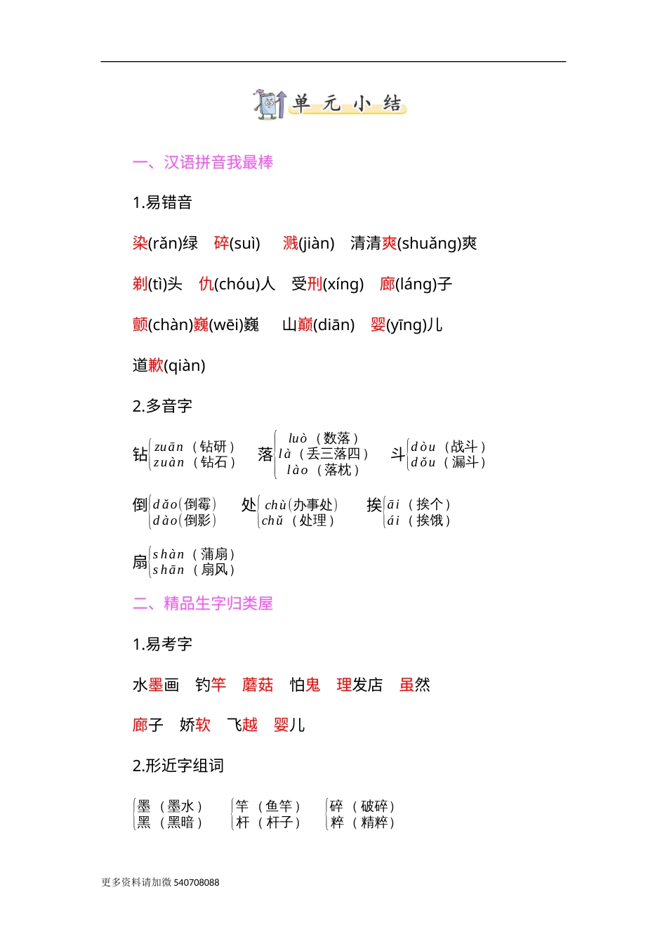 部编版三年级语文下册-知识小结-第六单元.docx_第1页