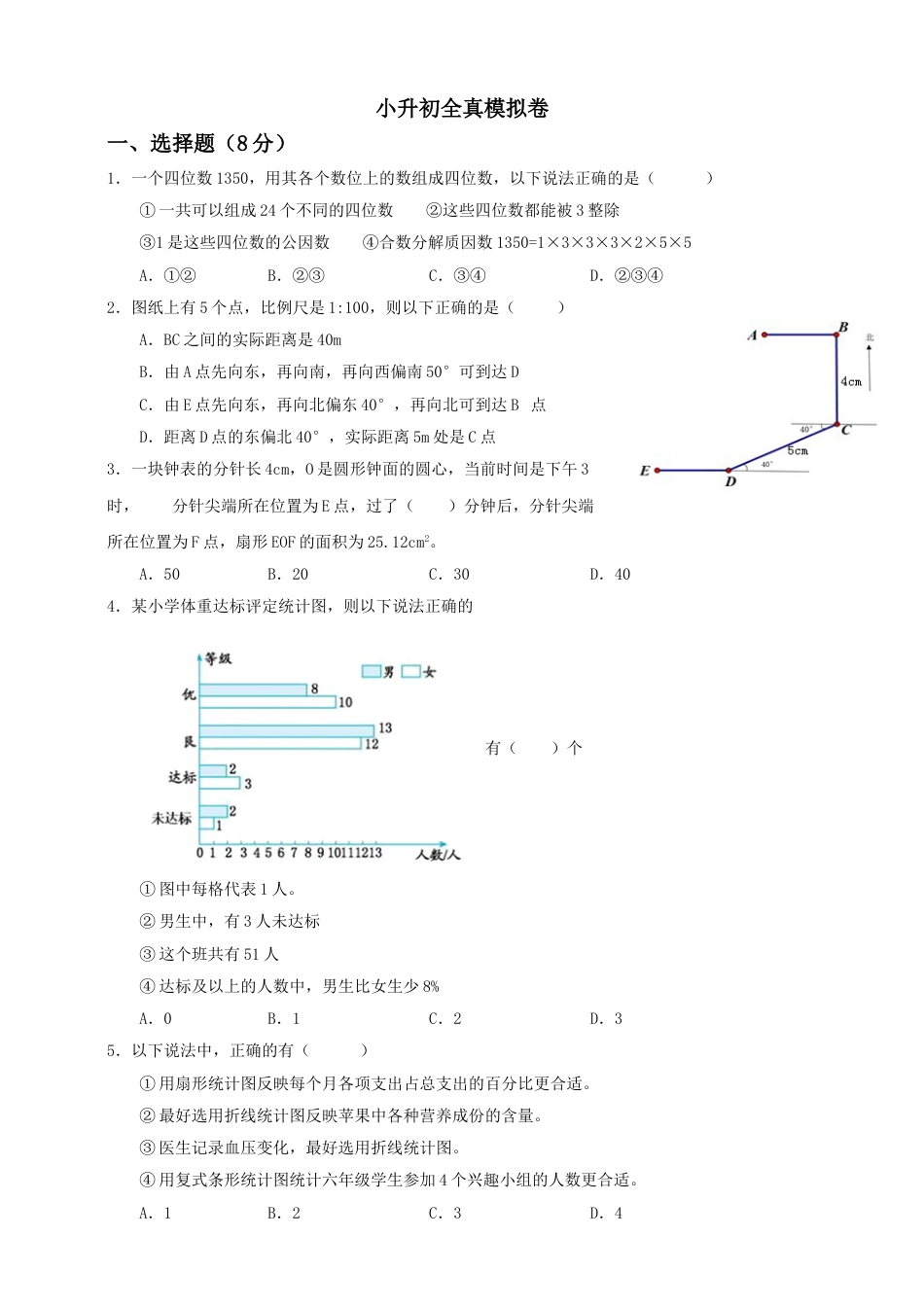 【备战小升初】六年级下册数学试题--小升初全真模拟卷（三）人教版 含答案.doc_第1页