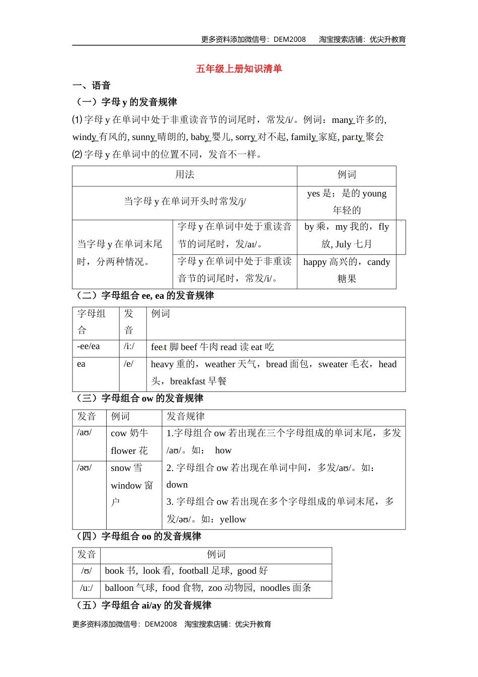 【完美】五年级上册英语单元知识梳理-全册书 人教PEP.docx_第1页
