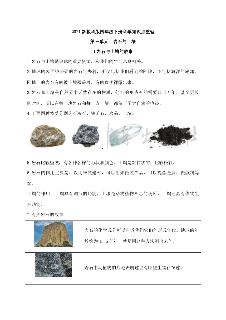教科版 四年级上册科学-第三单元知识点总结.docx_第1页